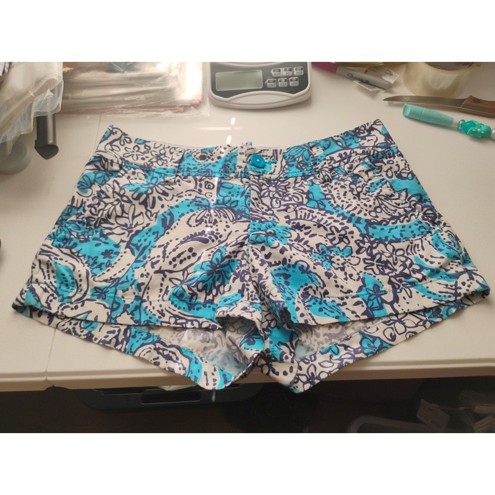 Lilly Pulitzer Walsh Shorts Womens 4 Blue Floral Paisley Print Excellent Cotton